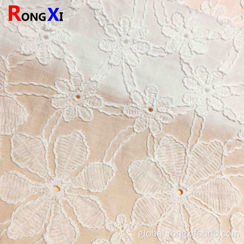 Solid Colour Cotton Fabric Eyelet Cotton Fabric Embroidered Fabric with Backbone Line Manufactory